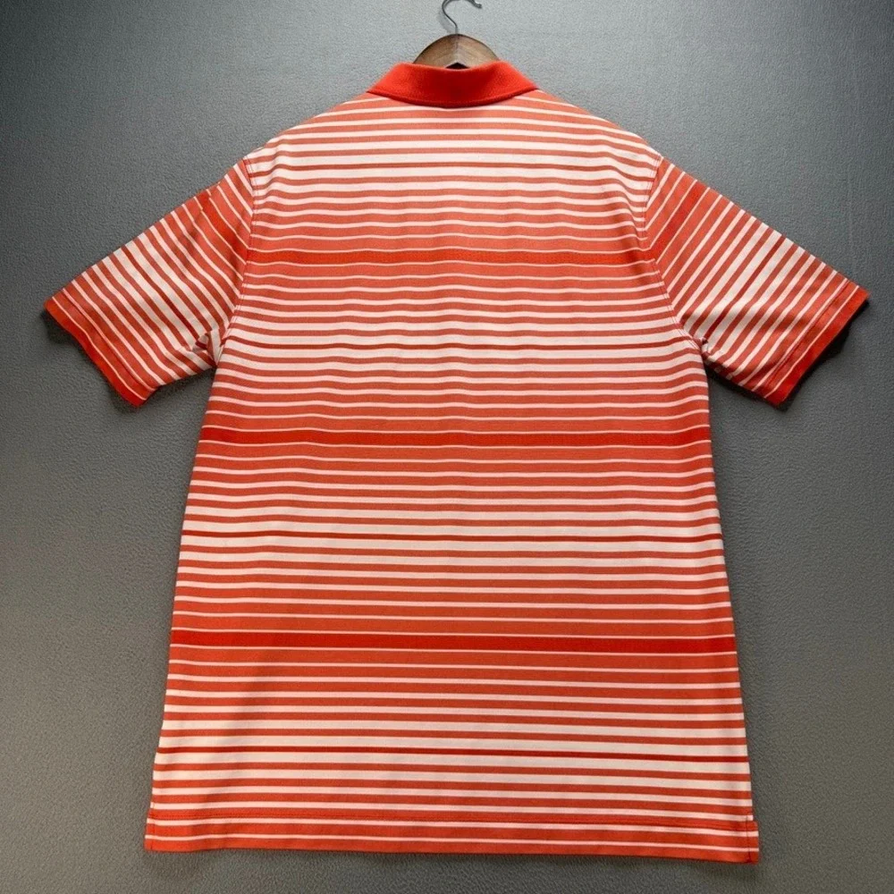 Nike‎ Golf Polo Shirt Tour Performance Dri-Fit Large Orange White Striped Mens